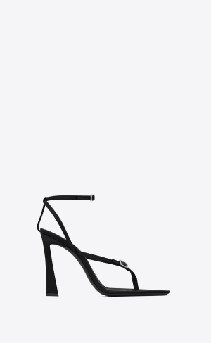 YSL Nadja Sandals In Crepe Satin Black | TORSK5396