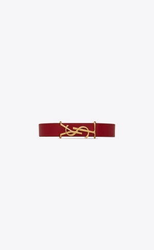 YSL Opyum Bracelet In Leather And Metal Rouge Eros | PLFRN9472