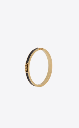 YSL Opyum Bracelet In Python And Metal Black And Antique Gold | LCXZV3187