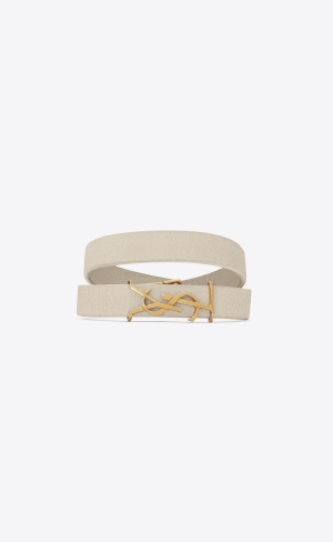 YSL Opyum Double Wrap Bracelet In Vintage Lambskin Blanc Vintage | QHBJD9864