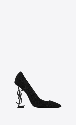 YSL Opyum Pumps In Suede And Rhinestones Noir | NVWAC5948