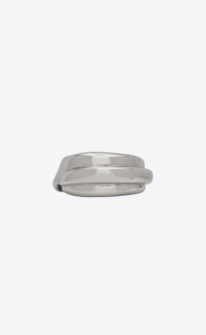 YSL Organic Curve Cuff In Metal Oxidized Silver | AWCEU8153