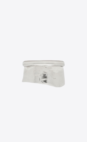 YSL Organic Wave Cuff Bracelet In Metal Oxidized Silver | UQLGA4089