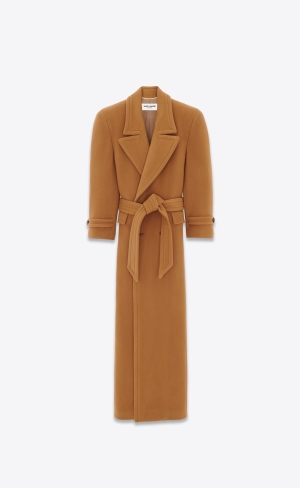 YSL Oversized Coat In Wool Felt Tanin | BKLXS4961