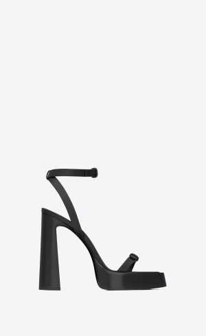 YSL Platz Platform Sandals In Smooth Leather Black | VBEQZ2958