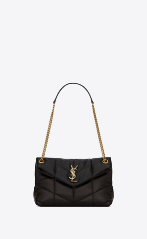 YSL Puffer Small In Quilted Lambskin Black | KDSVH3258