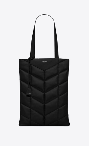 YSL Puffer Tote Bag In Smooth Lambskin Noir | RUVOM5604