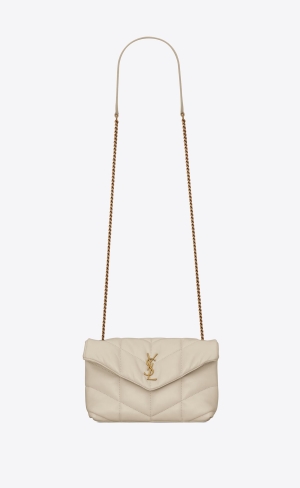 YSL Puffer Toy Bag In Quilted Lambskin Blanc Vintage | SFTPG1240