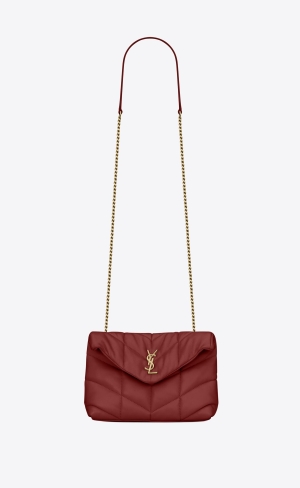 YSL Puffer Toy Bag In Quilted Lambskin Rouge Opyum | VLZGU2495