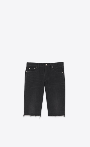 YSL Relaxed-fit Shorts In Black Denim Osaka Black | MOGPH8726