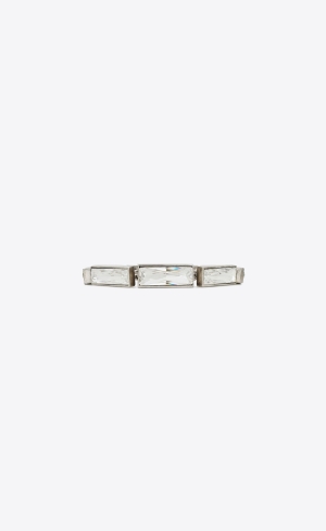 YSL Rhinestone Bangle In Metal Oxidized Silver And Crystal | BDAHG1705