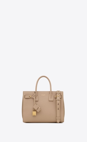 YSL Sac De Jour Supple Baby In Grained Leather Dark Beige | AOKUL1028