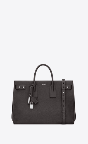 YSL Sac De Jour Thin Large In Grained Leather Storm | KNPFR7893