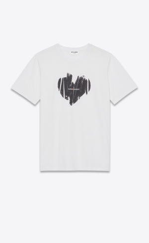 YSL Saint Laurent Heart T-shirt Natural | QXSHG5298