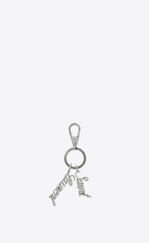 YSL Saint Laurent Keyring In Metal Oxidized Silver | CASJZ4215