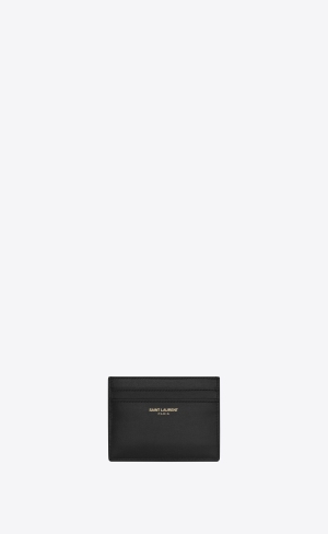 YSL Saint Laurent Paris Credit Card Case In Smooth Leather Black | ZLYSU2043