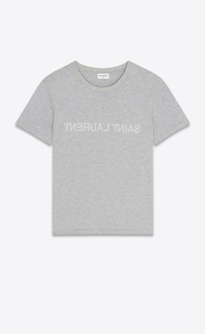 YSL Saint Laurent Reverse T-shirt Gris Chine Et Naturel | OTGXZ7910