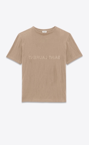 YSL Saint Laurent Reverse T-shirt Taupe And Natural | DBZFI1038