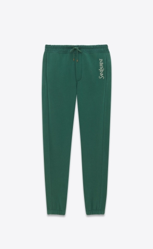 YSL Saint Laurent Sweatpants In Fleece Vert Et Naturel | SZAHR6908