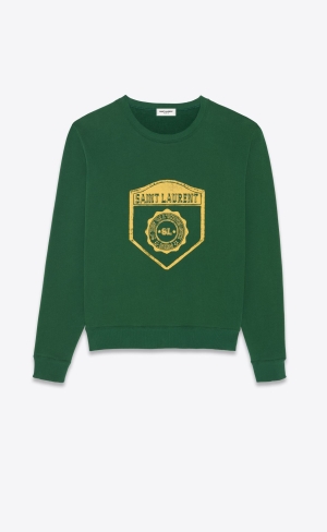 YSL Saint Laurent Sweatshirt Vert Jaune | MIEAP1385