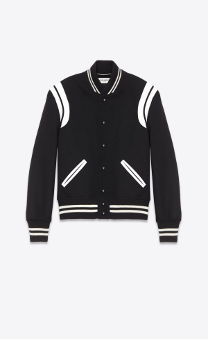 YSL Saint Laurent Teddy In Wool Black And White | STRUO9364