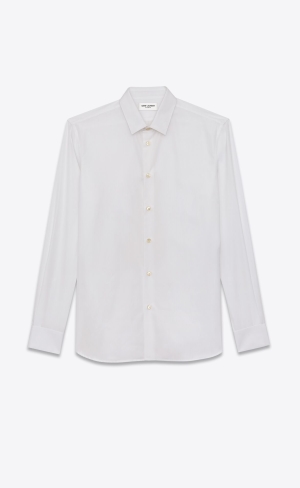 YSL Shirt In Cotton Poplin White | VPRKN6103