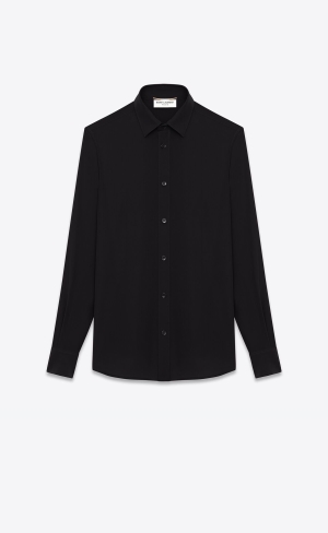 YSL Shirt In Silk Crêpe Black | ADYOS7529