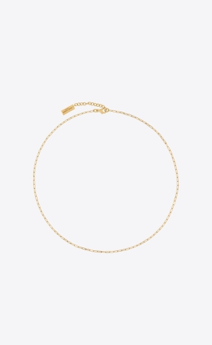 YSL Short Rectangular Chain Necklace In Metal Gold | ZPWMI3874