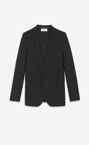 YSL Single-breasted Jacket In Gabardine Saint Laurent Black | UYWRC3587