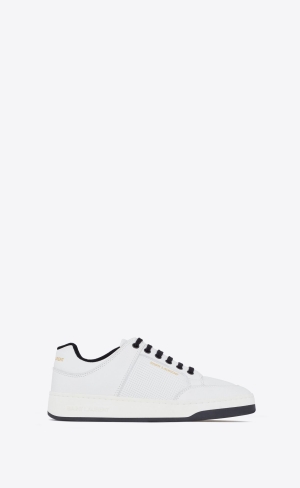 YSL Sl/61 Low-top Sneakers In Smooth And Grained Leather Blanc Optique | CMQWU3014