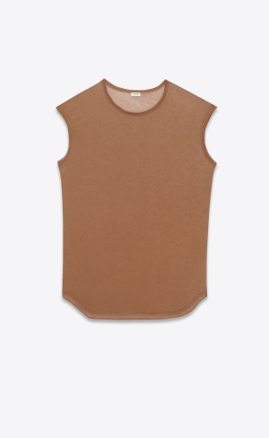 YSL Sleeveless T-shirt In Jersey Terre | LPEBK8276