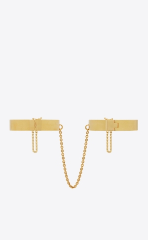 YSL Small Double Chain Handcuff Bracelets In Metal Gold | RABNY0847