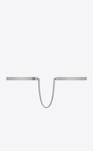 YSL Small Double Handcuff Bracelets In Metal Palladium | QFDGL8950