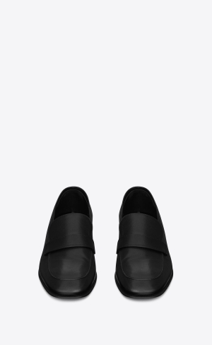 YSL Solferino Penny Slippers In Smooth Leather Noir | XLZMO9517