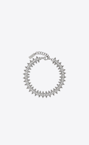 YSL Square And Spikes Chain Bracelet In Metal Palladium | HZIBQ1372