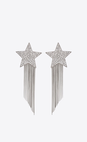 YSL Star Earrings With Brass Chains Palladium | GCVFD2576