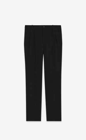 YSL Straight Pants In Chevron Wool Black | EULQB7058