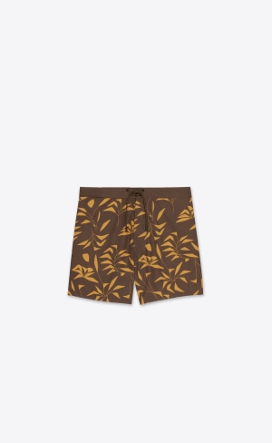 YSL Sunset Print Swim Shorts Marron Orange | JBOGE1032