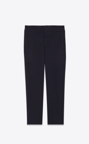 YSL Sweatpants In Crepe Satin Marine Fonce | QXLTB9237