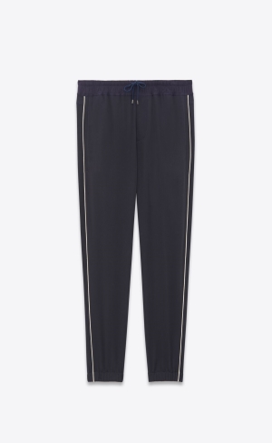 YSL Sweatpants In Crepe Satin Marine Fonce | RFYAP4530