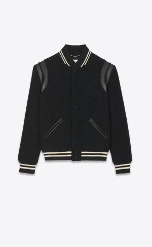 YSL Teddy Jacket In Wool Noir | FESXN7928