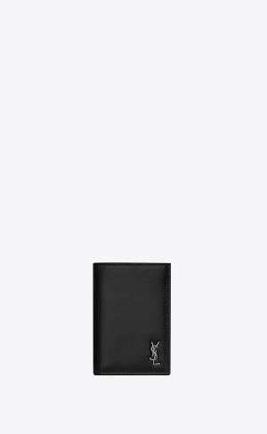 YSL Tiny Cassandre Credit Card Wallet In Matte Leather Black | LKBVX1254