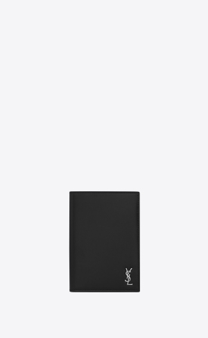 YSL Tiny Cassandre Passport Case In Matte Leather Black | QFPHX0618