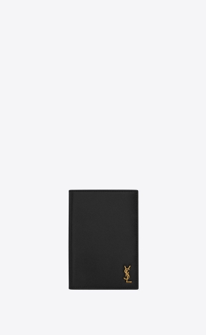 YSL Tiny Cassandre Passport Case In Smooth Leather Black | EBDIY2965