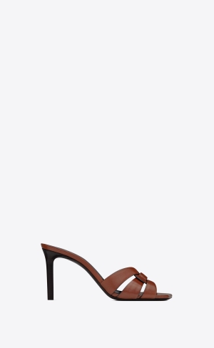 YSL Tribute Mules In Smooth Leather Toffee | VTGEX7340