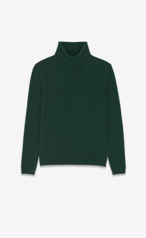 YSL Turtleneck Sweater In Cashmere Vert Fonce | QSVYB7865