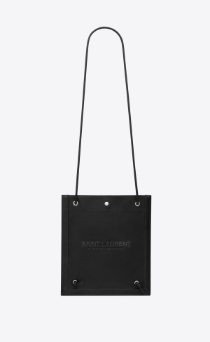 YSL Universite Flat Crossbody Bag In Vegetable-tanned Leather Black | WCDBZ8947