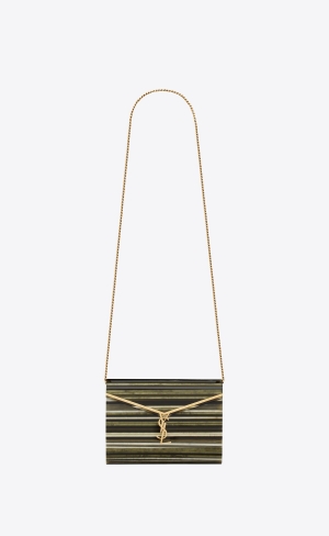 YSL Vicky Miniaudiere In Plexiglass Black, Green And Grey | MLJEY0236