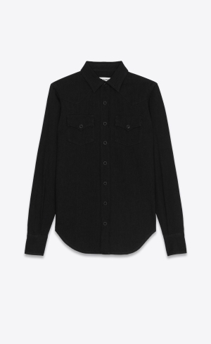 YSL Western Shirt In Black Rinse Denim Black Rinse | IGNUK6470