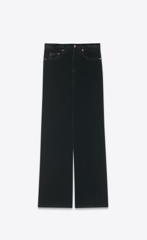 YSL Wide-leg Pants In Velvet Black Raw | VKOPI3185